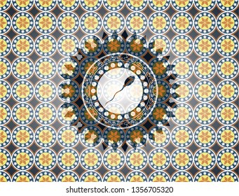 sperm icon inside arabesque emblem background. arabic decoration.