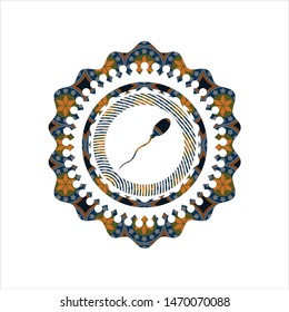 sperm icon inside arabesque emblem. arabic decoration.