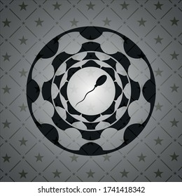 sperm icon inside black emblem. Vintage. 