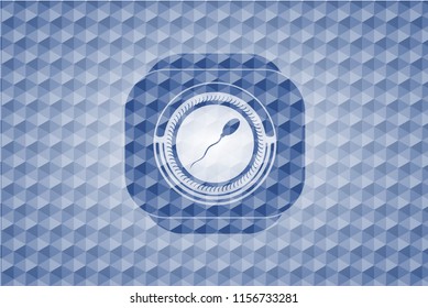 sperm icon inside blue hexagon badge.