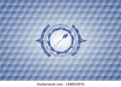 sperm icon inside blue hexagon badge.