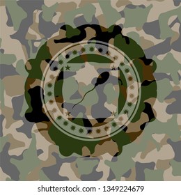 sperm icon inside camouflaged emblem