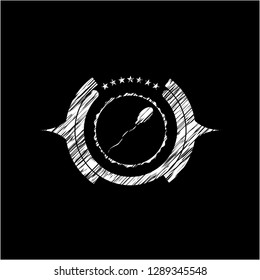 sperm icon inside chalk emblem