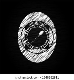 sperm icon inside chalkboard emblem on black board