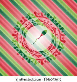 sperm icon inside christmas emblem background.
