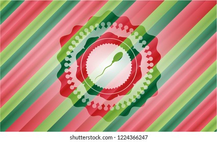sperm icon inside christmas style badge..