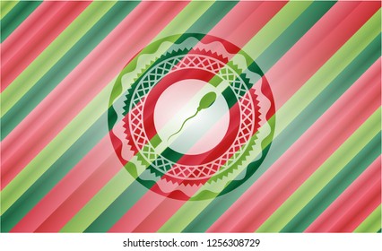 sperm icon inside christmas style badge..