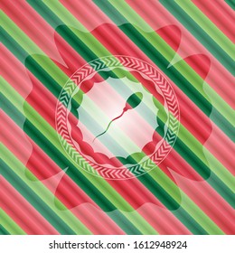 sperm icon inside christmas style emblem.