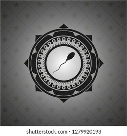 sperm icon inside dark emblem. Retro