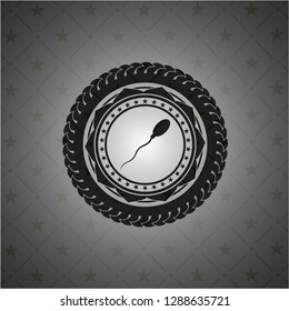 sperm icon inside dark emblem. Retro