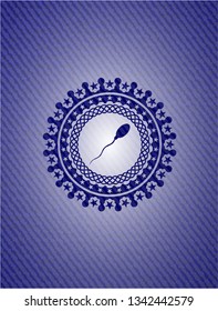 sperm icon inside denim background
