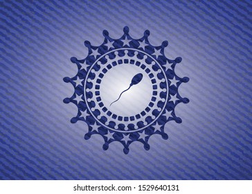 sperm icon inside emblem with jean high quality background