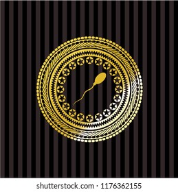 sperm icon inside gold emblem