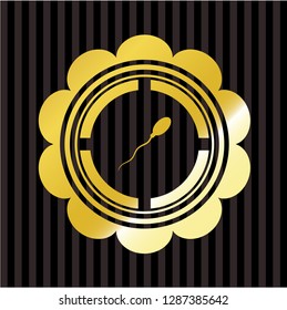 sperm icon inside gold emblem or badge