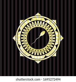 sperm icon inside gold emblem or badge
