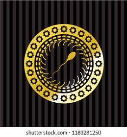 sperm icon inside gold shiny badge