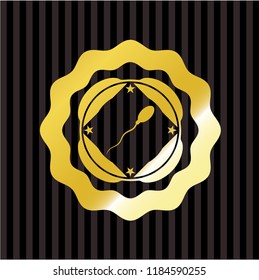 sperm icon inside gold shiny badge