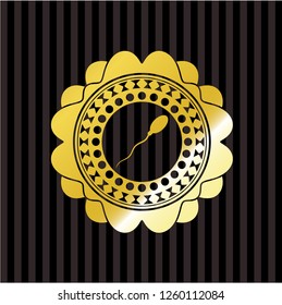 sperm icon inside gold shiny emblem