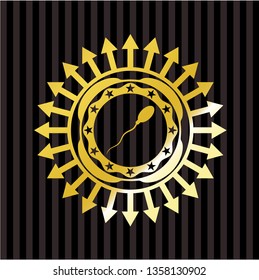 sperm icon inside gold shiny emblem