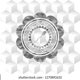 sperm icon inside grey badge with geometric cube white background