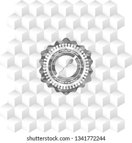 sperm icon inside grey badge with geometric cube white background