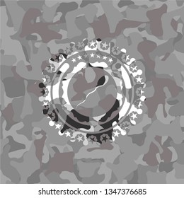 sperm icon inside grey camo texture