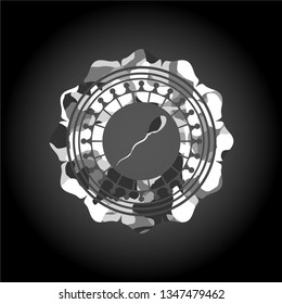 sperm icon inside grey camo texture