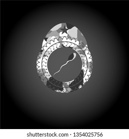 sperm icon inside grey camo texture