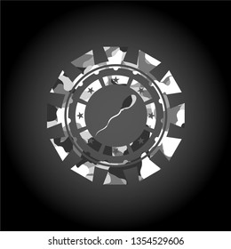 sperm icon inside grey camo texture