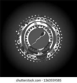 sperm icon inside grey camo emblem