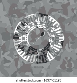 sperm icon inside grey camo texture