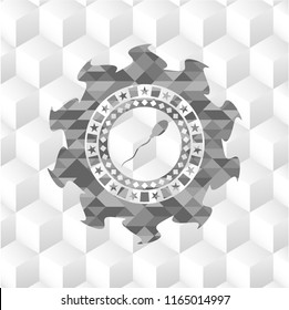 sperm icon inside grey icon or emblem with geometric cube white background