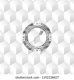 sperm icon inside grey icon or emblem with geometric cube white background