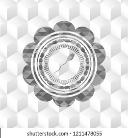 sperm icon inside grey emblem. Vintage with geometric cube white background