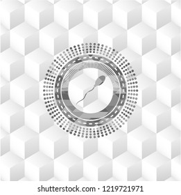 sperm icon inside grey emblem. Vintage with geometric cube white background