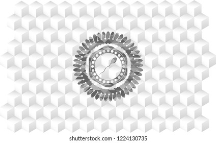 sperm icon inside grey emblem with geometric cube white background