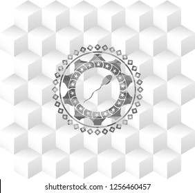sperm icon inside grey emblem. Retro with geometric cube white background