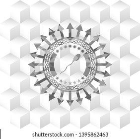 sperm icon inside grey icon or emblem with geometric cube white background