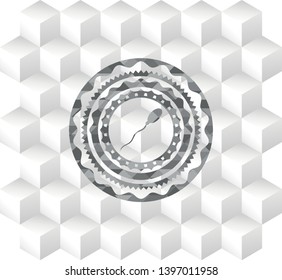 sperm icon inside grey emblem. Vintage with geometric cube white background