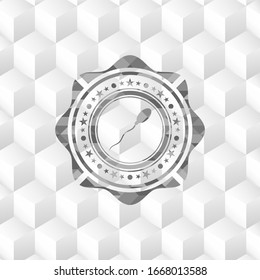 icono de esperma dentro del emblema gris con fondo blanco de cubo geométrico