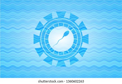 sperm icon inside light blue water badge.