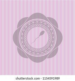 sperm icon inside pink emblem. Retro