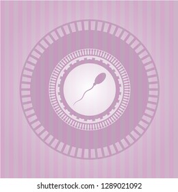 sperm icon inside pink emblem. Vintage.