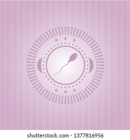 sperm icon inside pink emblem. Vintage.