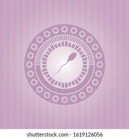 sperm icon inside pink emblem