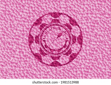 icono de esperma dentro del emblema rosa con fondo de burbujas. Ilustración vectorial. Detallado. 