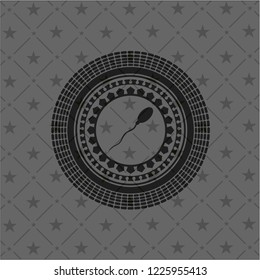 sperm icon inside realistic black emblem