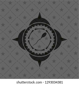 sperm icon inside realistic black emblem