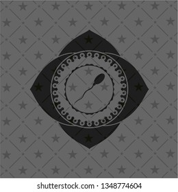 sperm icon inside realistic black emblem