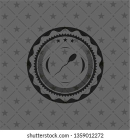 sperm icon inside realistic black emblem